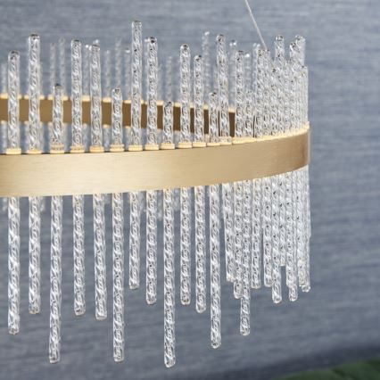Endon 81908 - Himmennettävä LED-kattokruunu johdossa ADRIEL LED/58W/230V 3000K halkaisija 70 cm kulta/läpinäkyvä