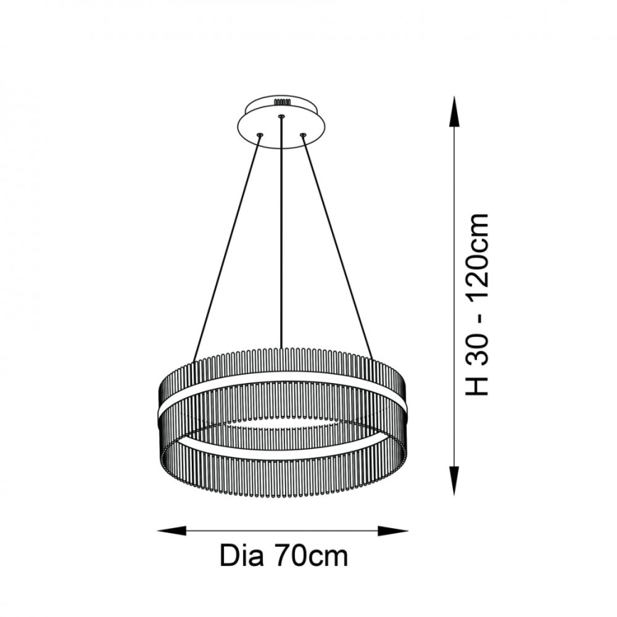 Endon 81908 - Himmennettävä LED-kattokruunu johdossa ADRIEL LED/58W/230V 3000K halkaisija 70 cm kulta/läpinäkyvä