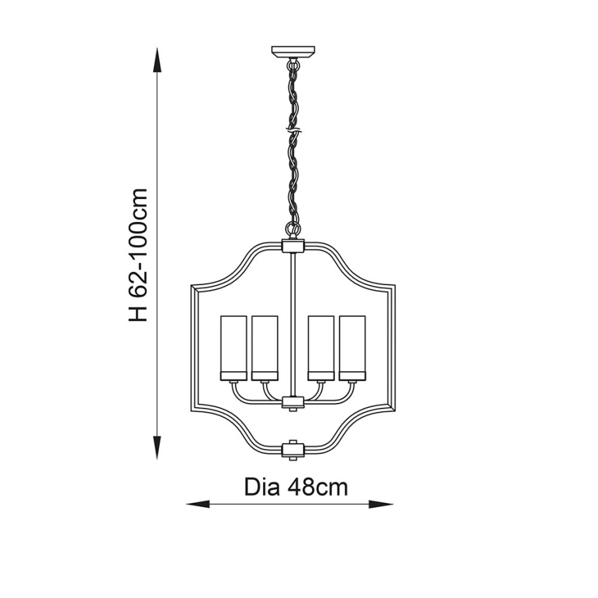 Endon 81914 - Ketjulla roikkuva kattokruunu EDREA 4xE14/6W/230V messinkinen