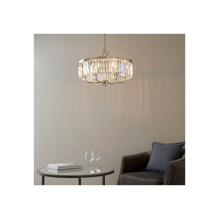 Endon 90263 - CHESTERFIELD kruunuvalaisin ketjulla 6xE14/6W/230V Ø 55 cm kiiltävä kromi