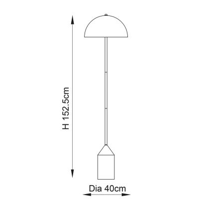 Endon 90521 - Lattialamppu NOVA 1xE27/60W/230V messinki