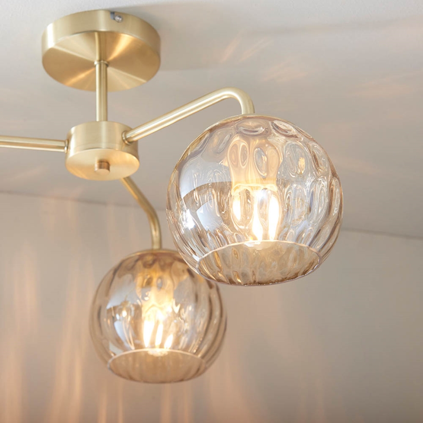 Endon 91968 - Pintakiinnitteinen kattovalaisin DIMPLE 3xE14/25W/230V kultainen/savuinen beige