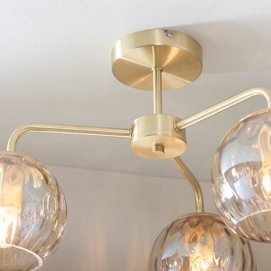 Endon 91968 - Pintakiinnitteinen kattovalaisin DIMPLE 3xE14/25W/230V kultainen/savuinen beige
