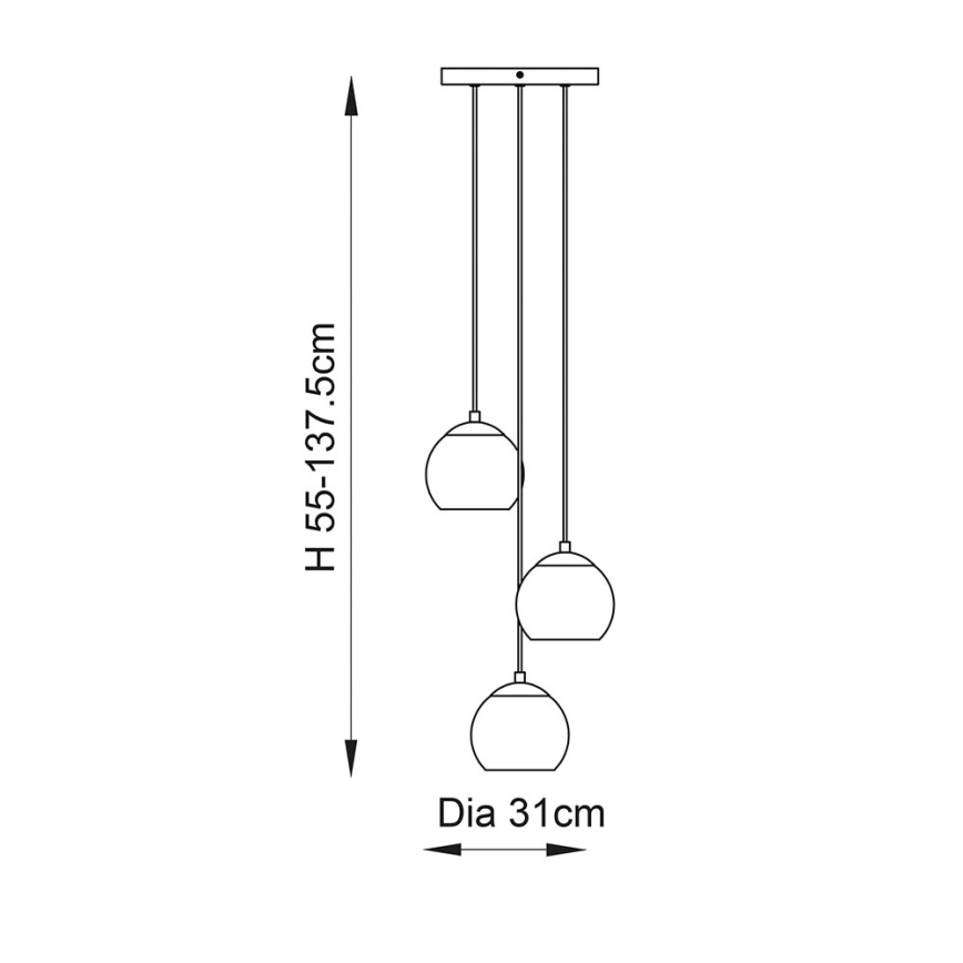Endon 91971 - Vaijerilla ripustettava DIMPLE-riippuvalaisin 3xE14/7W/230V kultainen/savunbeige