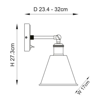 Endon 92866 - Seinään asennettava kohdevalaisin HAL 1xE27/10W/230V mattakromi/kupari