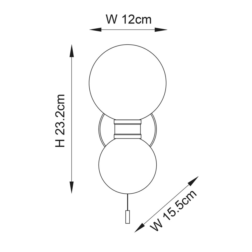 Endon 93523 - Kylpyhuoneen seinävalaisin PULSA 2xG9/3W/230V IP44 musta