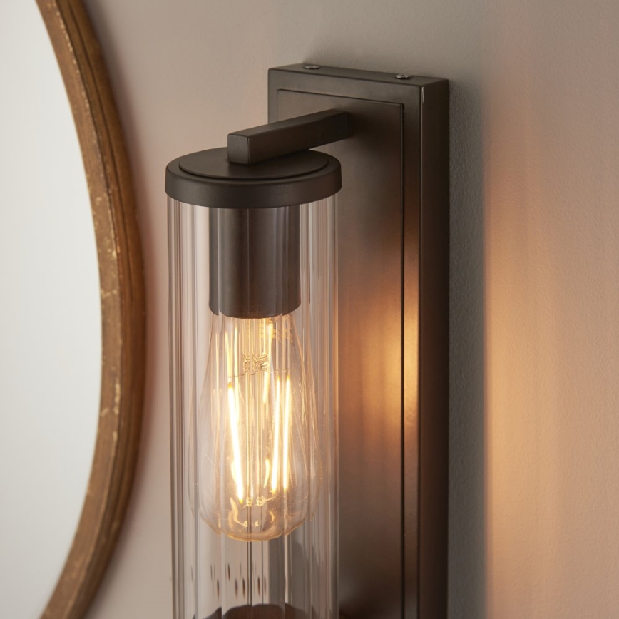 Endon 94077 - Kylpyhuoneen seinävalaisin TAYLOR 1xE27/10W/230V IP44 ruskea