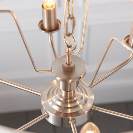 Endon 94357 - Ketjulla varustettu kattokruunu HIGHCLERE 6xE14/40W/230V halkaisija 55 cm beige/mattakromi