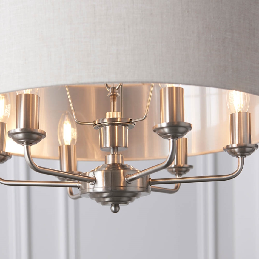 Endon 94357 - Ketjulla varustettu kattokruunu HIGHCLERE 6xE14/40W/230V halkaisija 55 cm beige/mattakromi