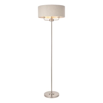 Endon 94359 - Lattialamppu HIGHCLERE 3xE14/40W/230V beige/kiiltävä kromi halkaisija 47 cm