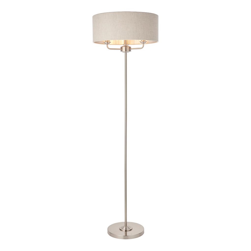 Endon 94359 - Lattialamppu HIGHCLERE 3xE14/40W/230V beige/kiiltävä kromi halkaisija 47 cm