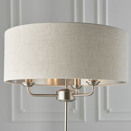 Endon 94359 - Lattialamppu HIGHCLERE 3xE14/40W/230V beige/kiiltävä kromi halkaisija 47 cm