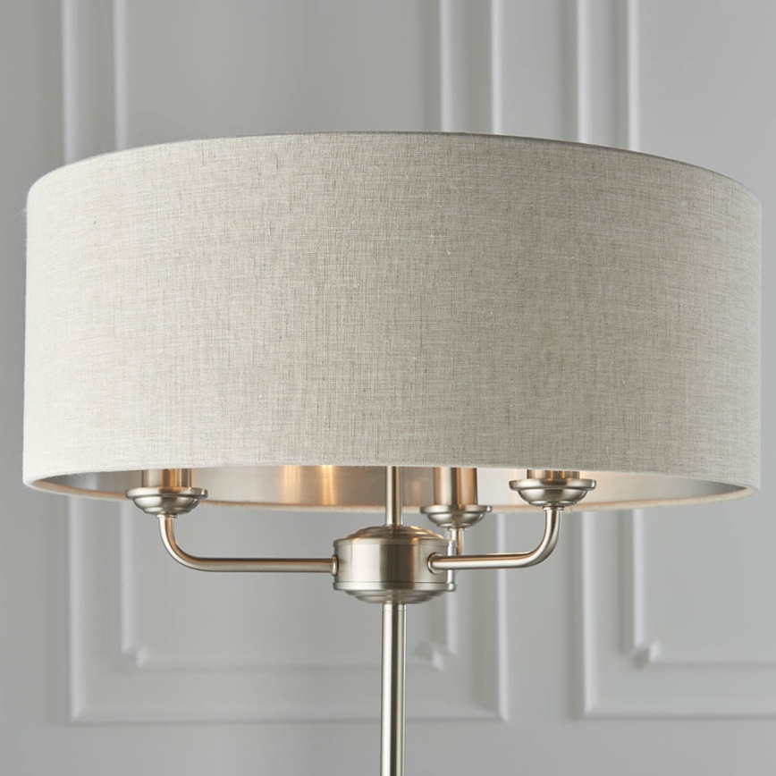 Endon 94359 - Lattialamppu HIGHCLERE 3xE14/40W/230V beige/kiiltävä kromi halkaisija 47 cm