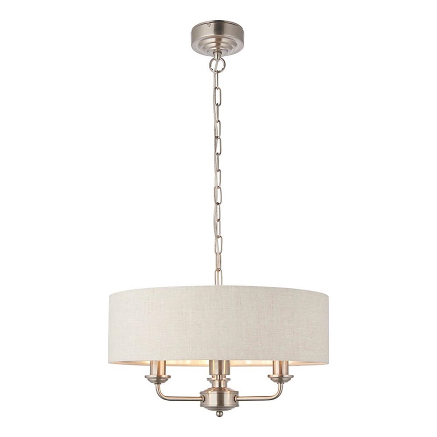 Endon 94361 - Kattokruunu ketjussa HIGHCLERE 3xE14/40W/230V beige/mattakromi
