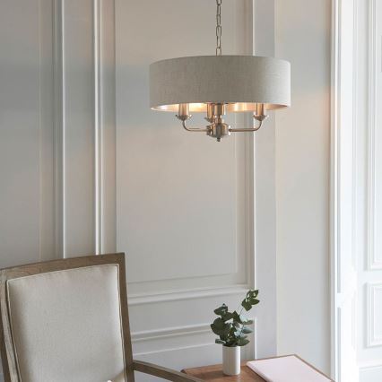 Endon 94361 - Kattokruunu ketjussa HIGHCLERE 3xE14/40W/230V beige/mattakromi