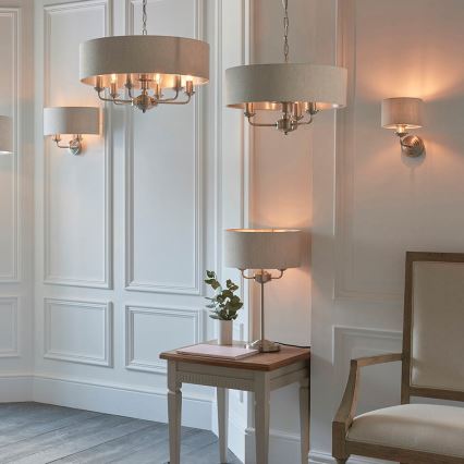 Endon 94361 - Kattokruunu ketjussa HIGHCLERE 3xE14/40W/230V beige/mattakromi