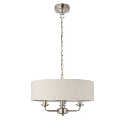 Endon 94361 - Kattokruunu ketjussa HIGHCLERE 3xE14/40W/230V beige/mattakromi