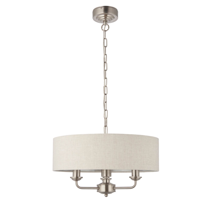 Endon 94361 - Kattokruunu ketjussa HIGHCLERE 3xE14/40W/230V beige/mattakromi