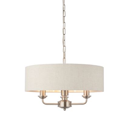 Endon 94361 - Kattokruunu ketjussa HIGHCLERE 3xE14/40W/230V beige/mattakromi