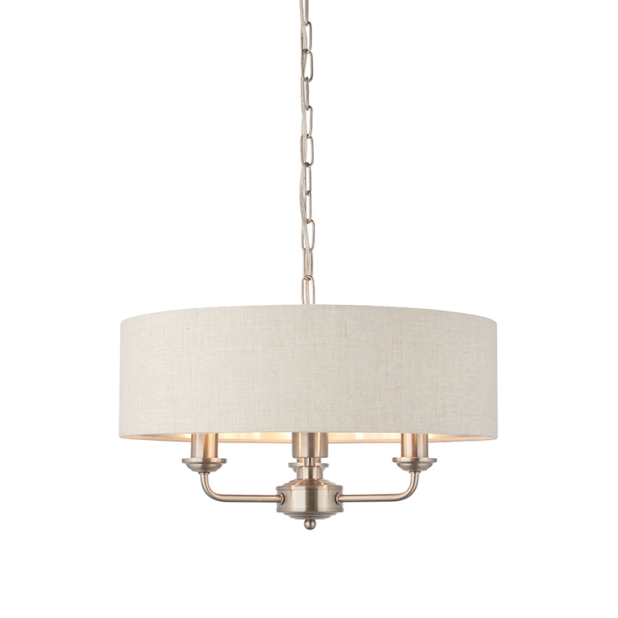 Endon 94361 - Kattokruunu ketjussa HIGHCLERE 3xE14/40W/230V beige/mattakromi