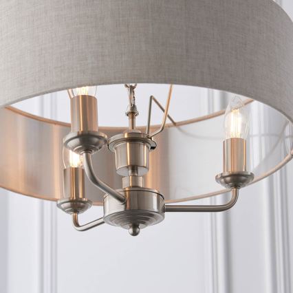 Endon 94361 - Kattokruunu ketjussa HIGHCLERE 3xE14/40W/230V beige/mattakromi