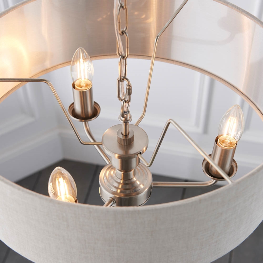 Endon 94361 - Kattokruunu ketjussa HIGHCLERE 3xE14/40W/230V beige/mattakromi