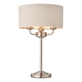 Endon 94369 - Pöytävalaisin HIGHCLERE 3xE14/18W/230V beige/mattakromi halkaisija 32 cm