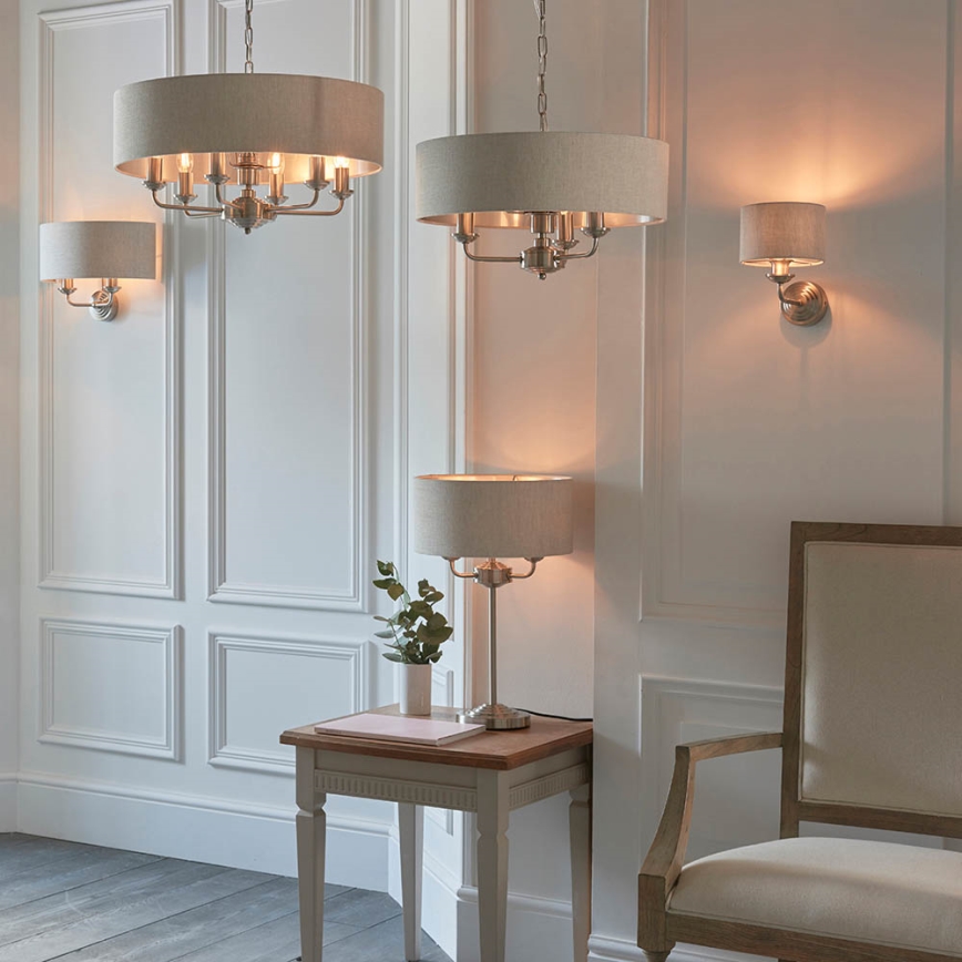 Endon 94369 - Pöytävalaisin HIGHCLERE 3xE14/18W/230V beige/mattakromi