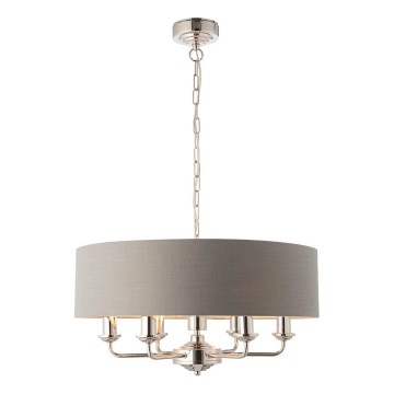 Endon 94373 - Kattokruunu ketjussa HIGHCLERE 6xE14/40W/230V harmaa/kiiltävä kromi