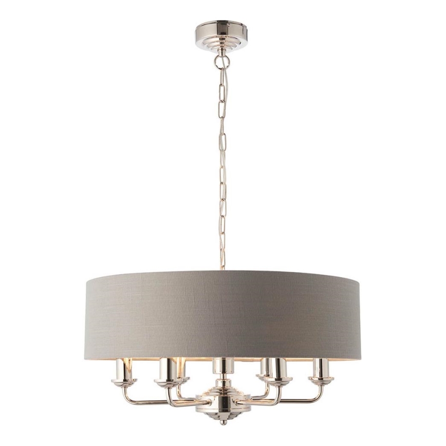 Endon 94373 - Kattokruunu ketjussa HIGHCLERE 6xE14/40W/230V harmaa/kiiltävä kromi