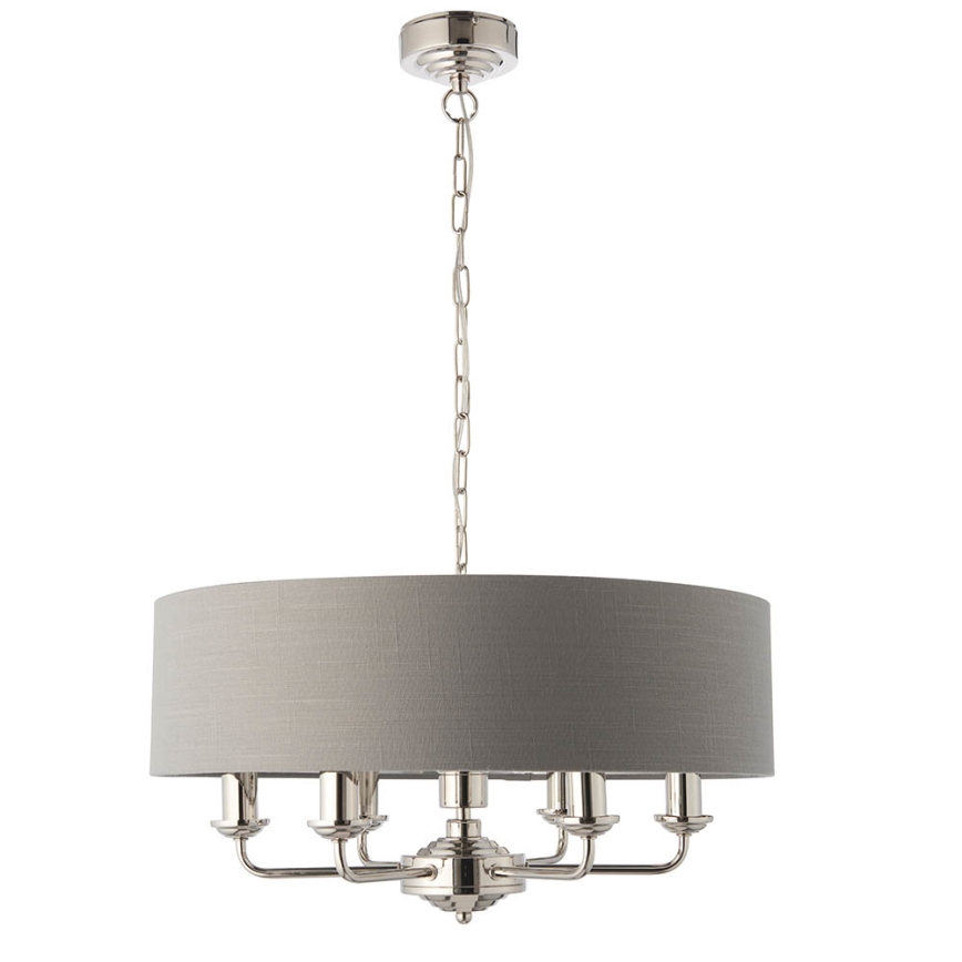 Endon 94373 - Kattokruunu ketjussa HIGHCLERE 6xE14/40W/230V harmaa/kiiltävä kromi