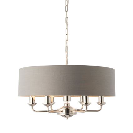 Endon 94373 - Kattokruunu ketjussa HIGHCLERE 6xE14/40W/230V harmaa/kiiltävä kromi