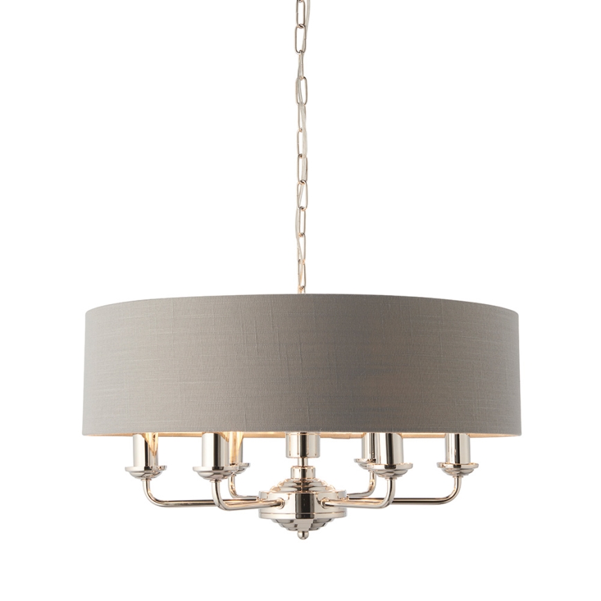 Endon 94373 - Kattokruunu ketjussa HIGHCLERE 6xE14/40W/230V harmaa/kiiltävä kromi