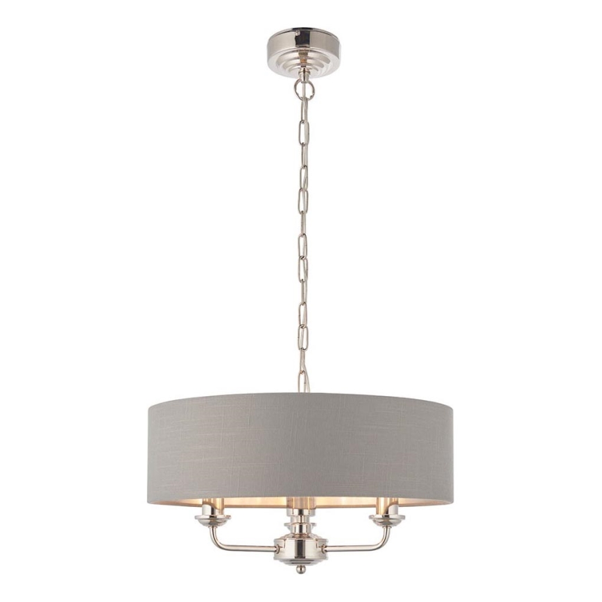 Endon 94377 - Kattokruunu ketjussa HIGHCLERE 3xE14/40W/230V harmaa/kiiltävä kromi