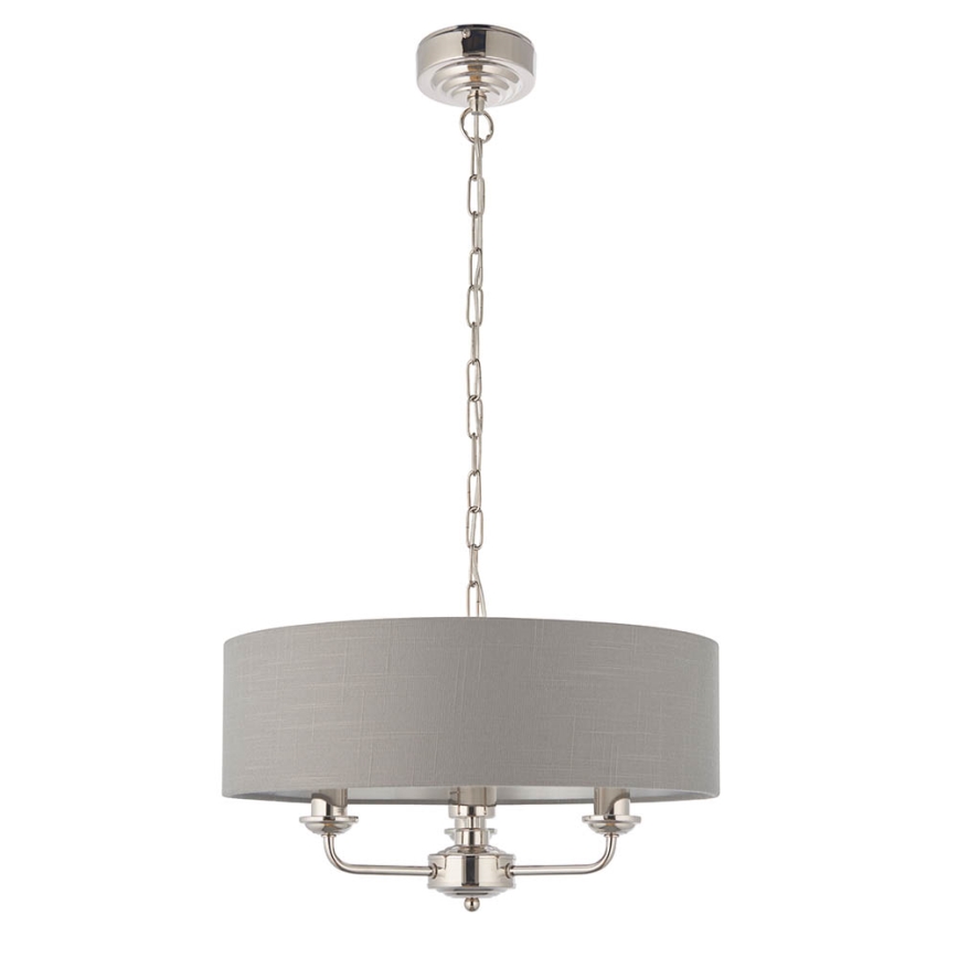 Endon 94377 - Kattokruunu ketjussa HIGHCLERE 3xE14/40W/230V harmaa/kiiltävä kromi