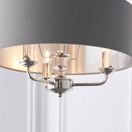 Endon 94377 - Kattokruunu ketjussa HIGHCLERE 3xE14/40W/230V harmaa/kiiltävä kromi