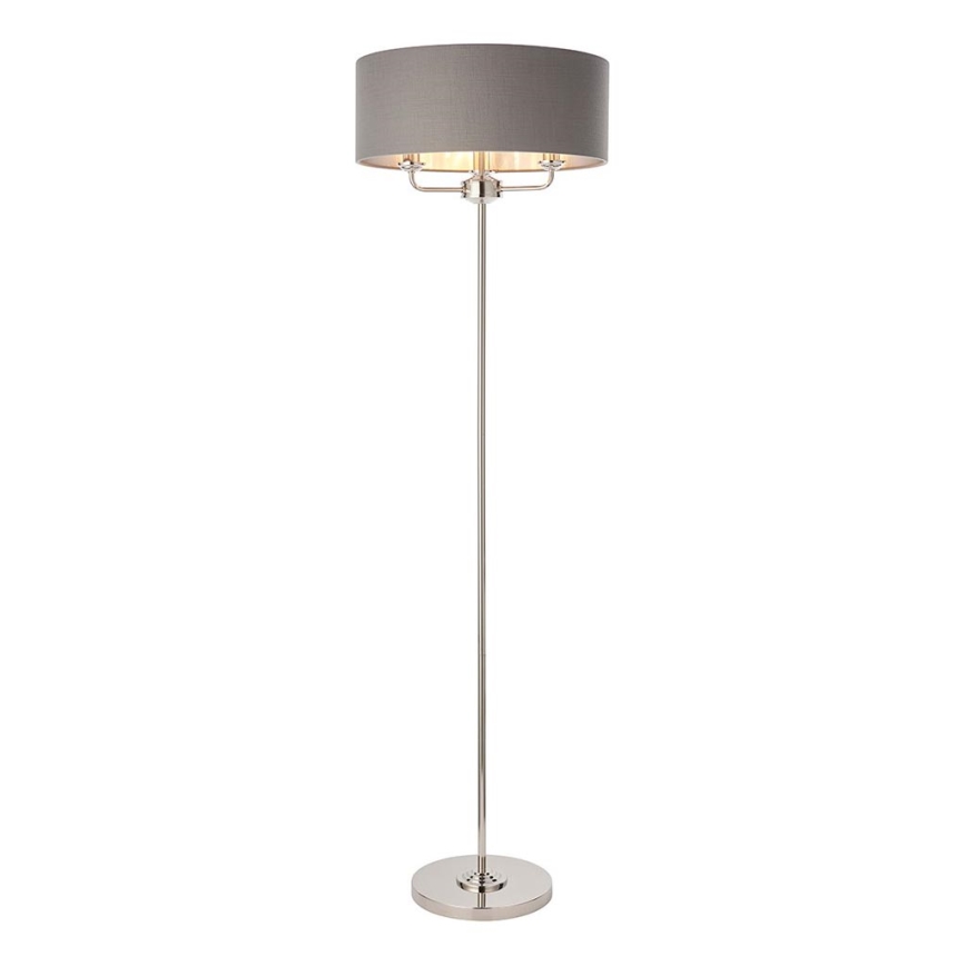 Endon 94378 - Lattialamppu HIGHCLERE 1xE14/40W/230V harmaa/kiiltävä kromi