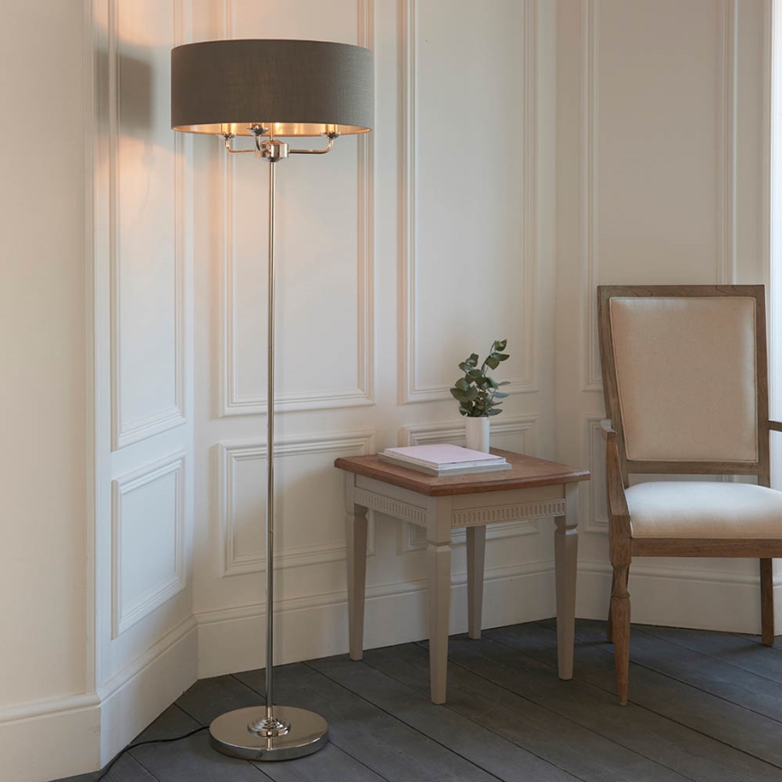 Endon 94378 - Lattialamppu HIGHCLERE 1xE14/40W/230V harmaa/kiiltävä kromi