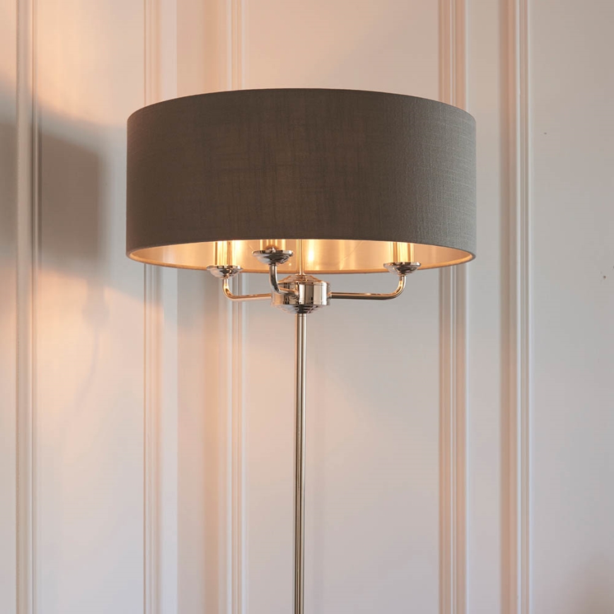 Endon 94378 - Lattialamppu HIGHCLERE 1xE14/40W/230V harmaa/kiiltävä kromi