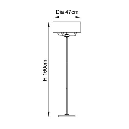 Endon 94378 - Lattialamppu HIGHCLERE 1xE14/40W/230V harmaa/kiiltävä kromi