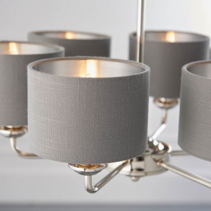 Endon 94381 - Kattokruunu ketjussa HIGHCLERE 6xE14/28W/230V harmaa/kiiltävä kromi