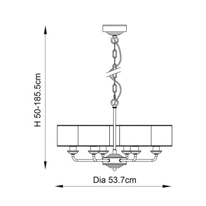 Endon 94381 - Kattokruunu ketjussa HIGHCLERE 6xE14/28W/230V harmaa/kiiltävä kromi
