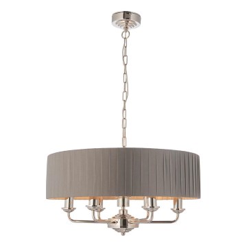 Endon 94397 - Kattokruunu ketjussa HIGHCLERE 6xE14/40W/230V harmaa/kiiltävä kromi