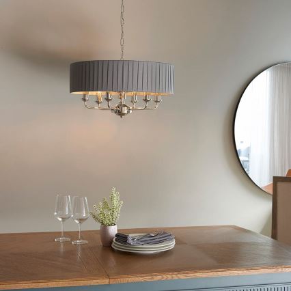 Endon 94397 - Kattokruunu ketjussa HIGHCLERE 6xE14/40W/230V harmaa/kiiltävä kromi