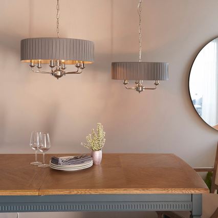 Endon 94397 - Kattokruunu ketjussa HIGHCLERE 6xE14/40W/230V harmaa/kiiltävä kromi