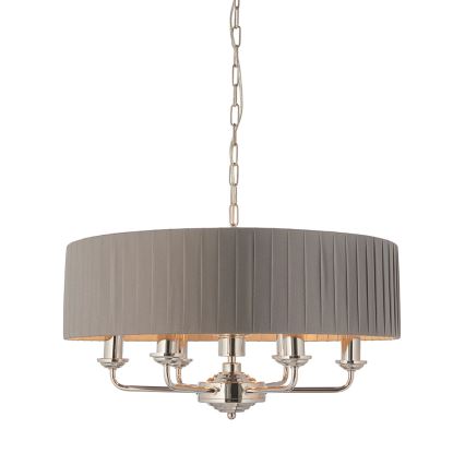 Endon 94397 - Kattokruunu ketjussa HIGHCLERE 6xE14/40W/230V harmaa/kiiltävä kromi