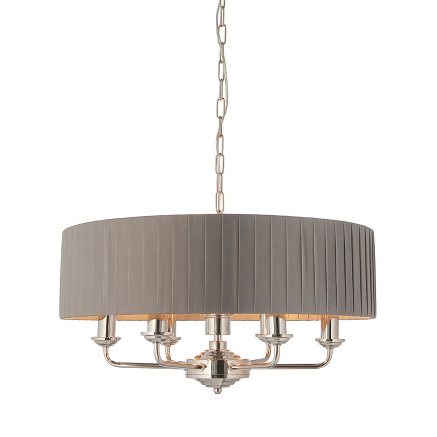 Endon 94397 - Kattokruunu ketjussa HIGHCLERE 6xE14/40W/230V harmaa/kiiltävä kromi