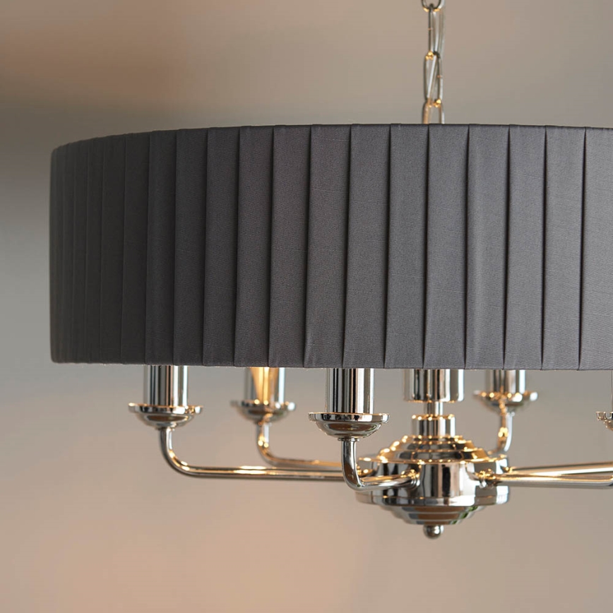 Endon 94397 - Kattokruunu ketjussa HIGHCLERE 6xE14/40W/230V harmaa/kiiltävä kromi