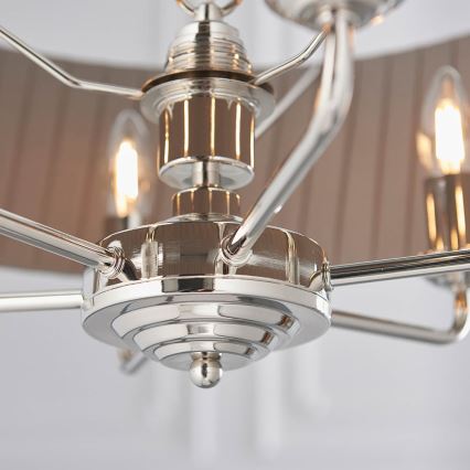 Endon 94397 - Kattokruunu ketjussa HIGHCLERE 6xE14/40W/230V harmaa/kiiltävä kromi