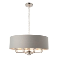 Endon 94415 - Kattokruunu ketjussa HIGHCLERE 8xE14/40W/230V harmaa/kiiltävä kromi halkaisija 70 cm